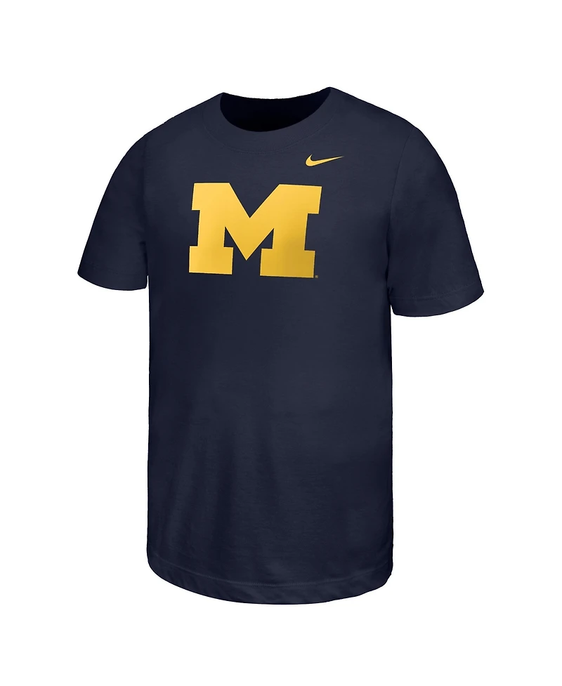 Nike Big Boys and Girls Navy Michigan Wolverines Logo T-Shirt