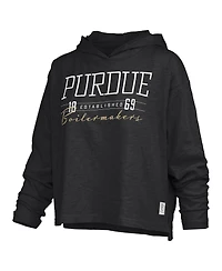 Pressbox Women's Purdue Boilermakers Castillo Slub Oversized Long-Sleeve Hooded T-Shirt