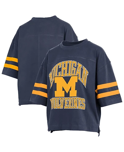 Pressbox Women's Wayne Tyler Michigan Wolverines Cropped Oversized T-Shirt