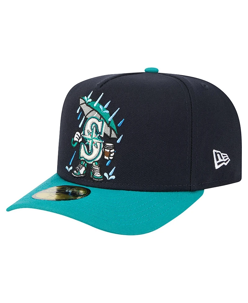 New Era Men's Navy/Teal Seattle Mariners Cartoon A-Frame 59FIFTY Fitted Hat