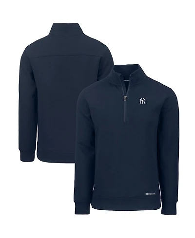 Cutter & Buck Men's New York Yankees Roam Eco Quarter-Zip Mock-Neck Pullover