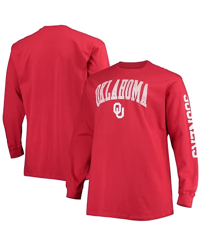 Champion Men's Crimson Oklahoma Sooners Big Tall 2-Hit Long Sleeve T-Shirt