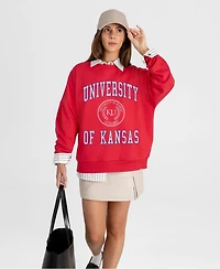 Gameday Couture Women's Kansas Jayhawks Prime Play Oversized Graphic Pullover Sweatshirt