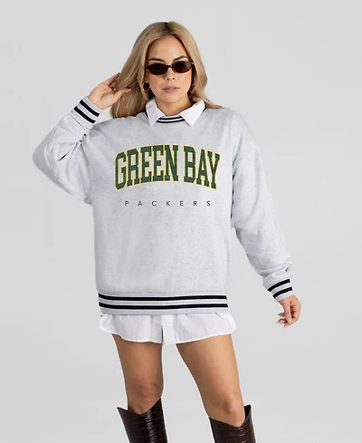 Gameday Couture Women's Green Bay Packers Oversized Easy Energy Ringer Stripe Sweatshirt