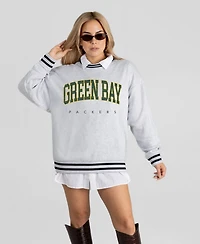 Gameday Couture Women's Green Bay Packers Oversized Easy Energy Ringer Stripe Sweatshirt