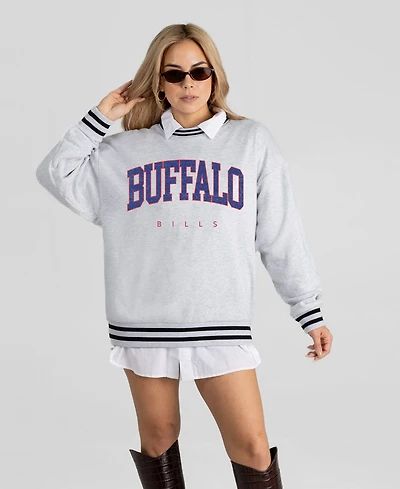 Gameday Couture Women's Buffalo Bills Oversized Easy Energy Ringer Stripe Sweatshirt