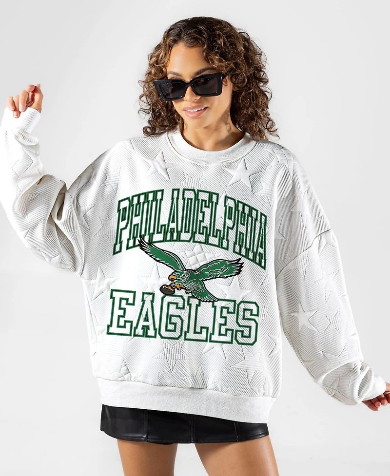 Gameday Couture Women's Philadelphia Eagles Big Play Energy Tonal Star Embossed Oversized Crewneck Sweatshirt