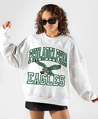 Gameday Couture Women's Philadelphia Eagles Big Play Energy Tonal Star Embossed Oversized Crewneck Sweatshirt