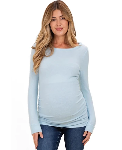 Pinkblush Maternity Heather Grey Soft Knit Ruched Top