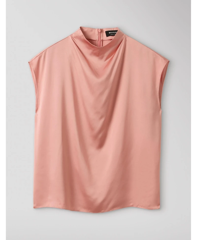 Whistles Women's Cowl Neck Satin Halter Top