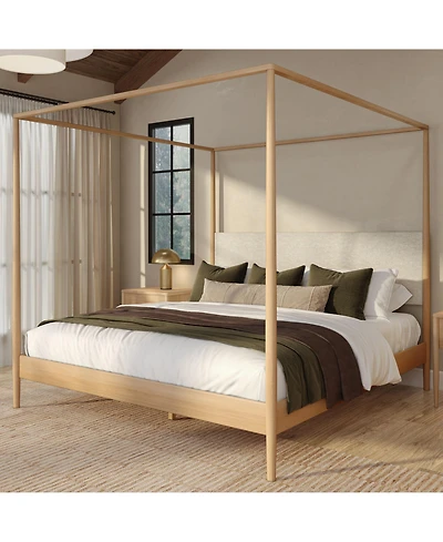Plank+Beam Harbor King Canopy Bed with Upholstered Headboard