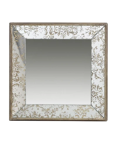 Phying 24 x 24 Inch Antique Square Mirror with Floral Accents Traditional Hanging Mirror Classic Home Wall Art Decor for Living Room Bedroom Entryway