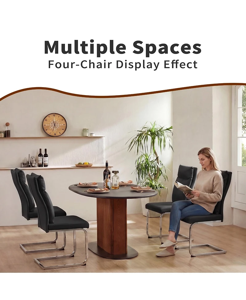 Slickblue Modern Dining Chair Set of 2 with Soft Cushion Backrest and Legs