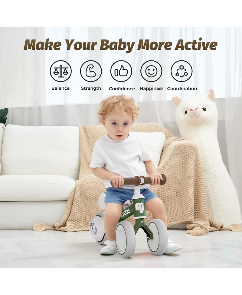 Allobebe Baby Balance Bike for Ages 1-3, 3-Wheel Ride-On with Adjustable Seat and Silent Wheels