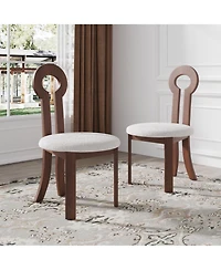 Decksplore Upholstered Sherpa Dining Chairs Mid Century Wooden Frame with Walnut Legs Ideal for Kitchen Room Use