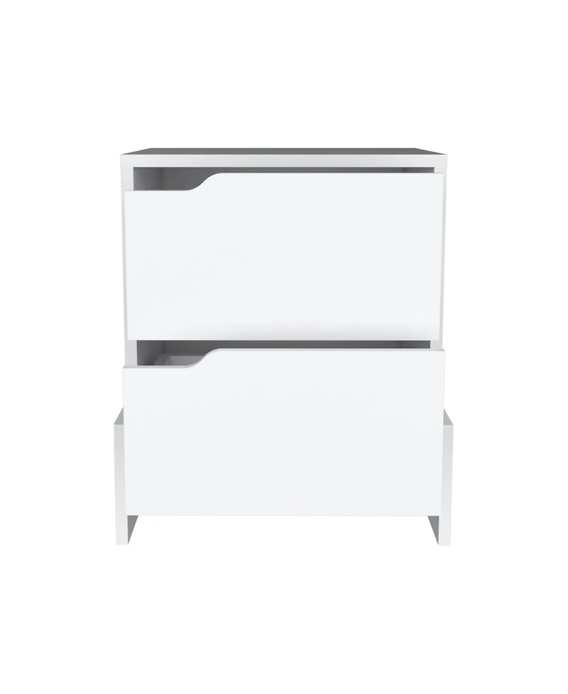 Flynama 2-Drawer Nightstand with Open Shelf, Modern End Table with Storage Cabinet for Bedroom