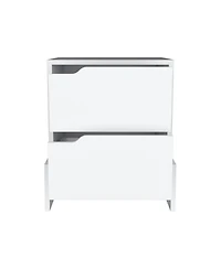 Flynama 2-Drawer Nightstand with Open Shelf, Modern End Table with Storage Cabinet for Bedroom