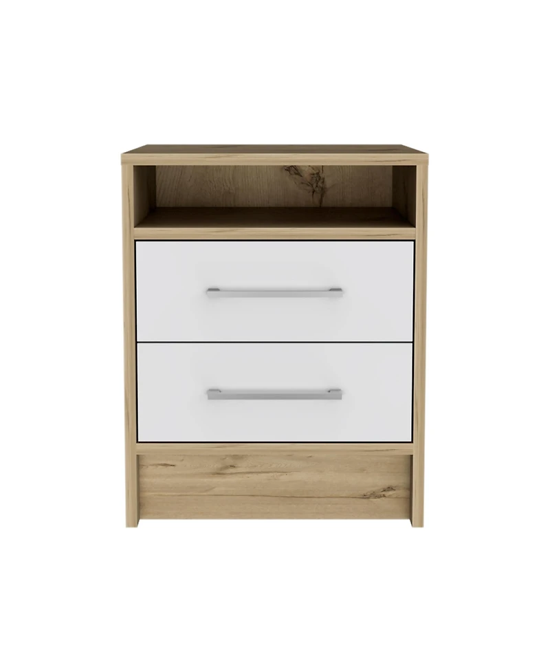 Flynama and Light Oak 2-Drawer Nightstand with Shelf