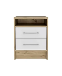 Flynama and Light Oak 2-Drawer Nightstand with Shelf