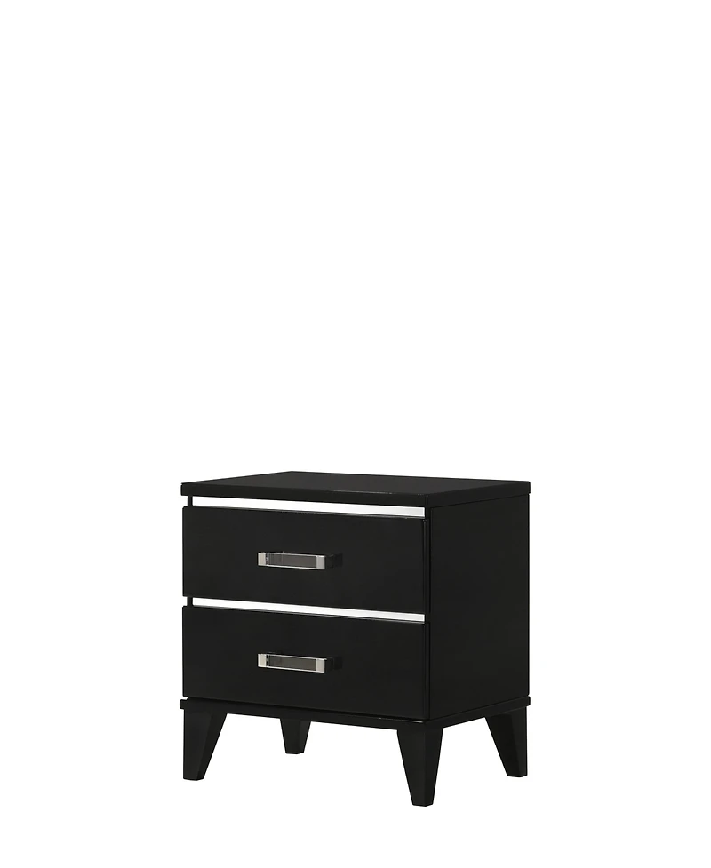 Flynama Nightstand with 2 Drawers and Wooden Tapered Legs