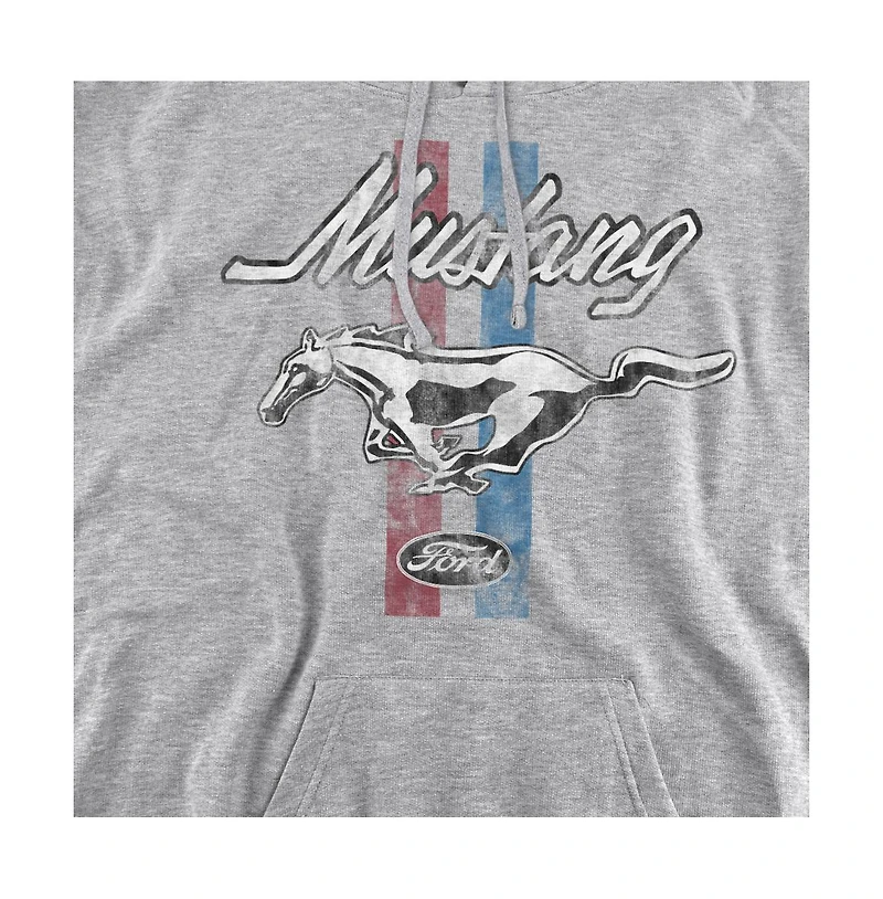Mustang Men's Ford Stripes Graphic Kangaroo-Pocket Pullover Hoodie
