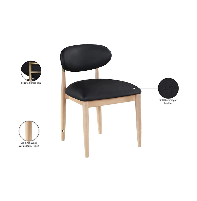 Meridian Furniture Riccio Black Faux Leather Upholstered Dining Side Chair, Set of 2