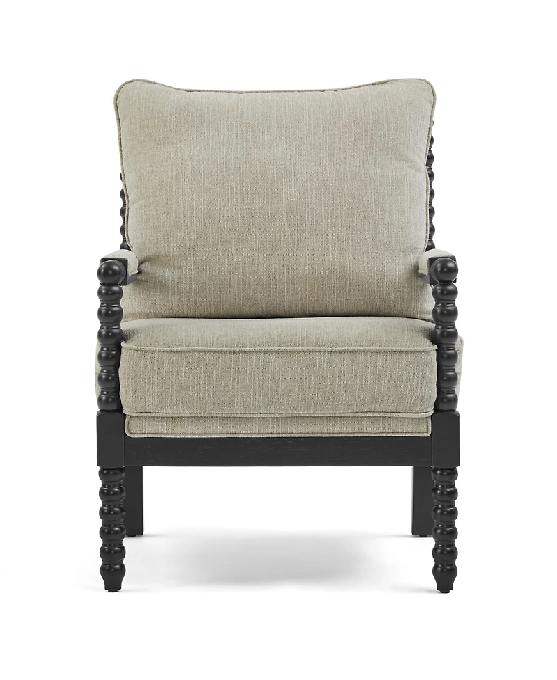 Morden Fort Mid Century Spindle Accent Chair for Living Room Upholstered Armchair with Thick Cushion and Wood Frame
