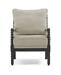 Morden Fort Mid Century Spindle Accent Chair for Living Room Upholstered Armchair with Thick Cushion and Wood Frame