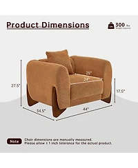 Morden Fort Caramel Boucle Accent Arm Chair Upholstered Living Room Bedroom Reading Nook Modern Sofa Chairs with Wood Legs