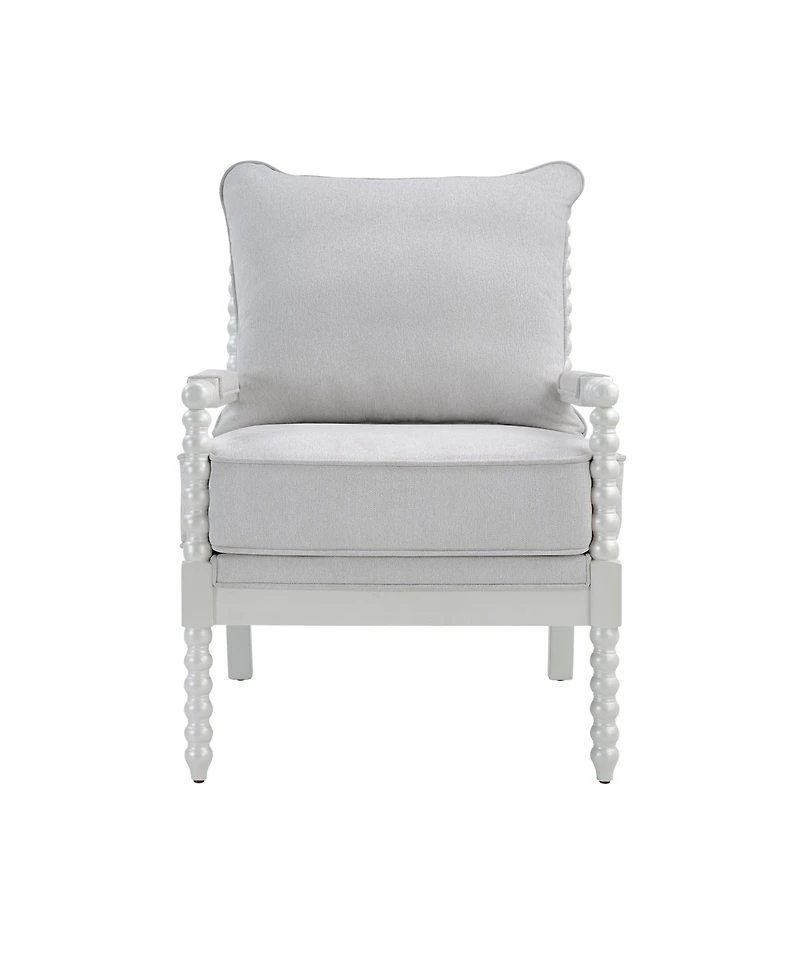 Morden Fort Mid Century Spindle Accent Chair for Living Room Linen Upholstered Armchair with Thick Cushion and Wood Frame