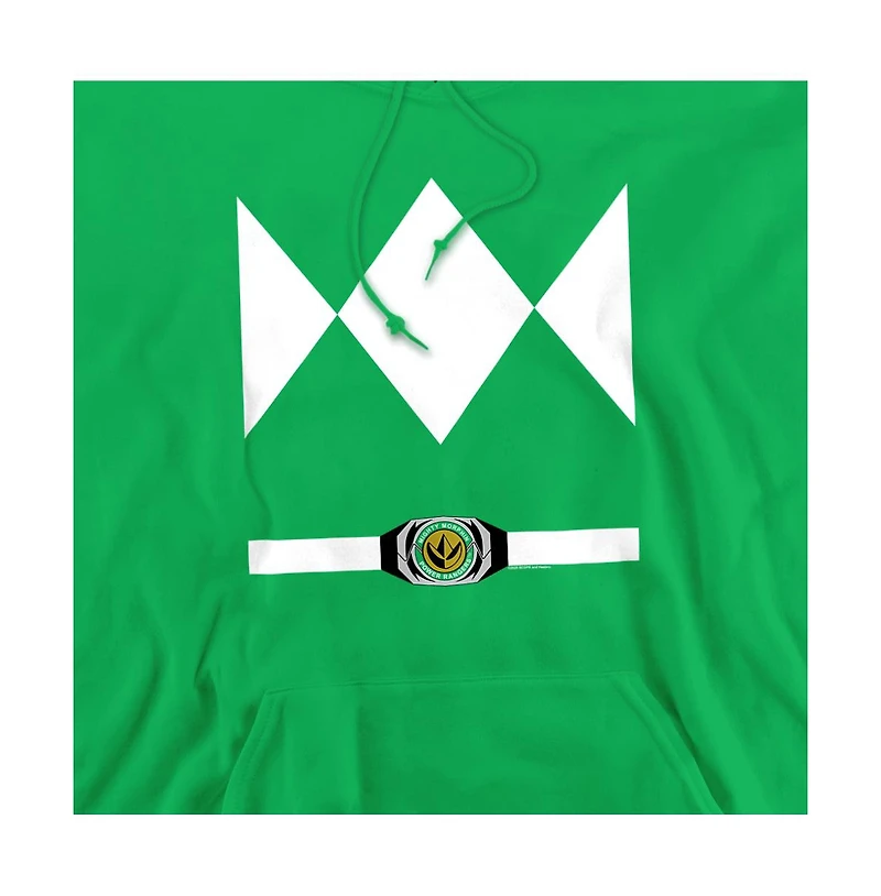 Power Rangers Men's Green Ranger Uniform Long-Sleeve Pullover Hoodie