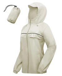 Piscifun Women's Waterproof Packable Lightweight Hooded Rain Jacket