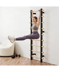 Slickblue 9 Level Swedish Ladder Wall Gym with Suspension Trainer