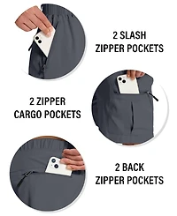 Piscifun Mens Hiking Cargo Shorts 6 Zipper Pockets Quick Dry Lightweight Upf 50 Water Resistant Golf Fishing Casual Wear
