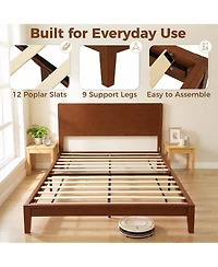 Homcom Queen Bamboo Bed Frame with Headboard, Platform