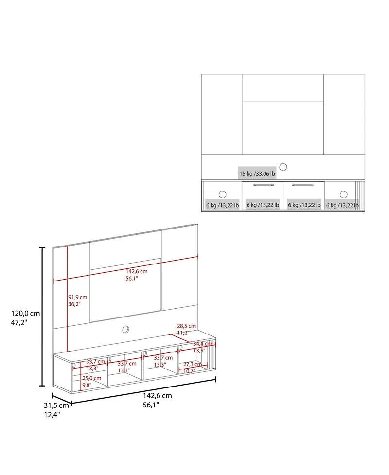 Fm Furniture Lesslie Entertainment Center Multistorage and Cable Management