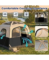 Gymax 6-Person Camping Tent with Top Rainfly Mesh Windows Large Door Ground Stakes