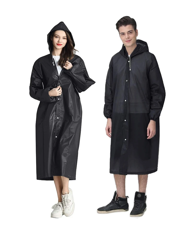 Piscifun 2 Pack Adult Rain Ponchos Packable Drawstring Hood Travel Jackets