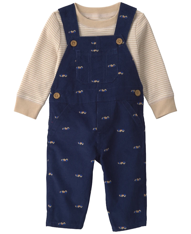 Carter's Baby Boys' Crewneck T-Shirt and Car Corduroy Overall, 2-Piece Set