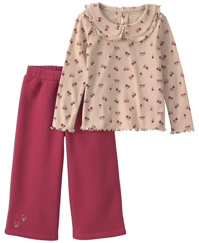 Carter's Baby Girls' Floral Fleece Top and Pants, 2-Piece Set