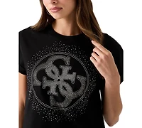 Guess Women's 4G Degrade Hotfix Graphic Cotton T-Shirt