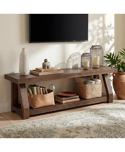 Tribesigns 63" Solid Wood Tv Stand, 2-Tier Entertainment Center