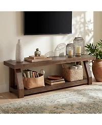 Tribesigns 63" Solid Wood Tv Stand, 2-Tier Entertainment Center