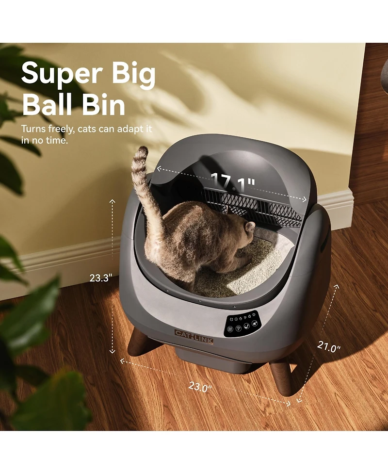 Catlink Open Top Self-Cleaning Litter Box, Multi-Cat, Anti-Pinch, Health Monitor, App Control