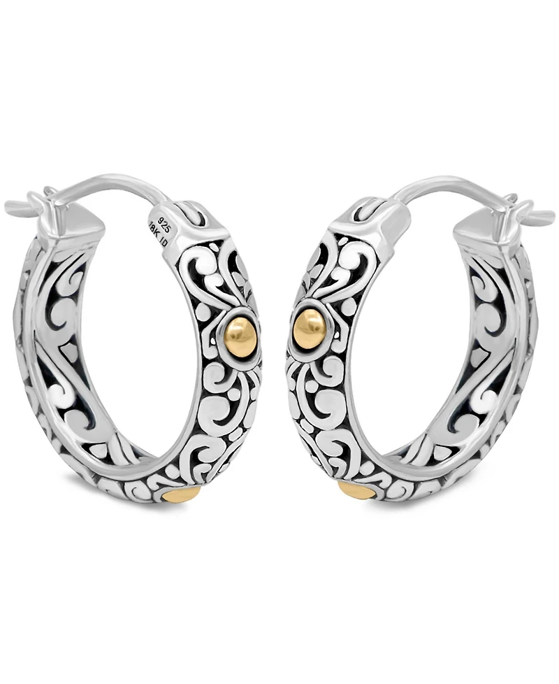 Devata 20mm Bali Filgree Hoop Earrings in Sterling Accents