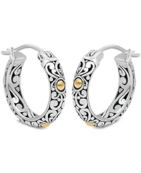 Devata 20mm Bali Filgree Hoop Earrings in Sterling Accents