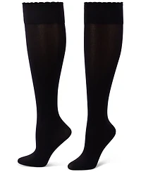 Hue Women's Compression Opaque Scalloped-Edge Knee-High Socks, 3-Pack