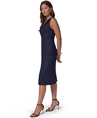 Donna Karan New York Women's Tweed Asymmetric Neck Midi Dress