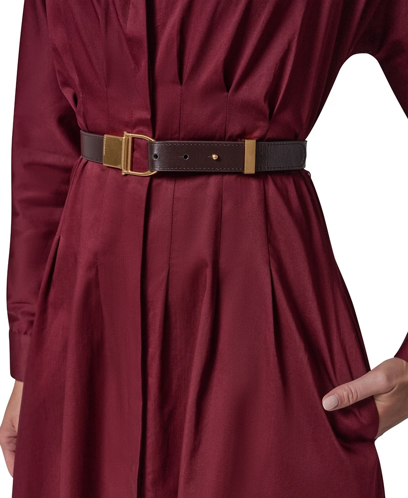 Long Sleeve Belted Midi Shirtdress