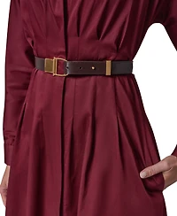 Long Sleeve Belted Midi Shirtdress